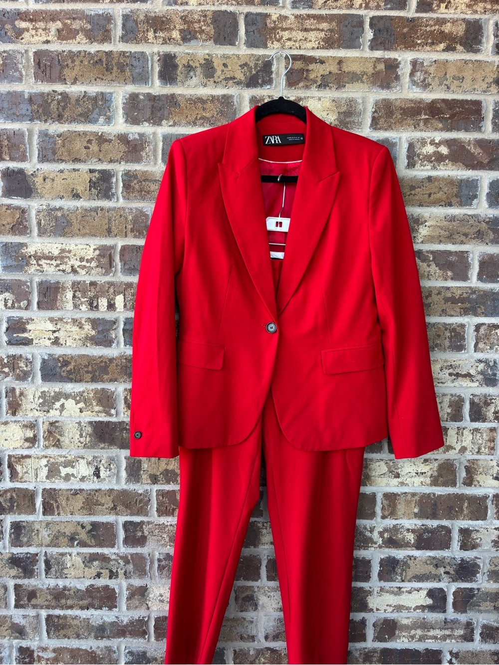ZARA Red Tailored 2-Piece Pantsuit Set | Blazer + Trousers | Size 8/M